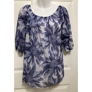 Sweet Pea by Stacy Frati Women's Vintage 90s Lotus Mesh Boho Top Shirt Sz Medium